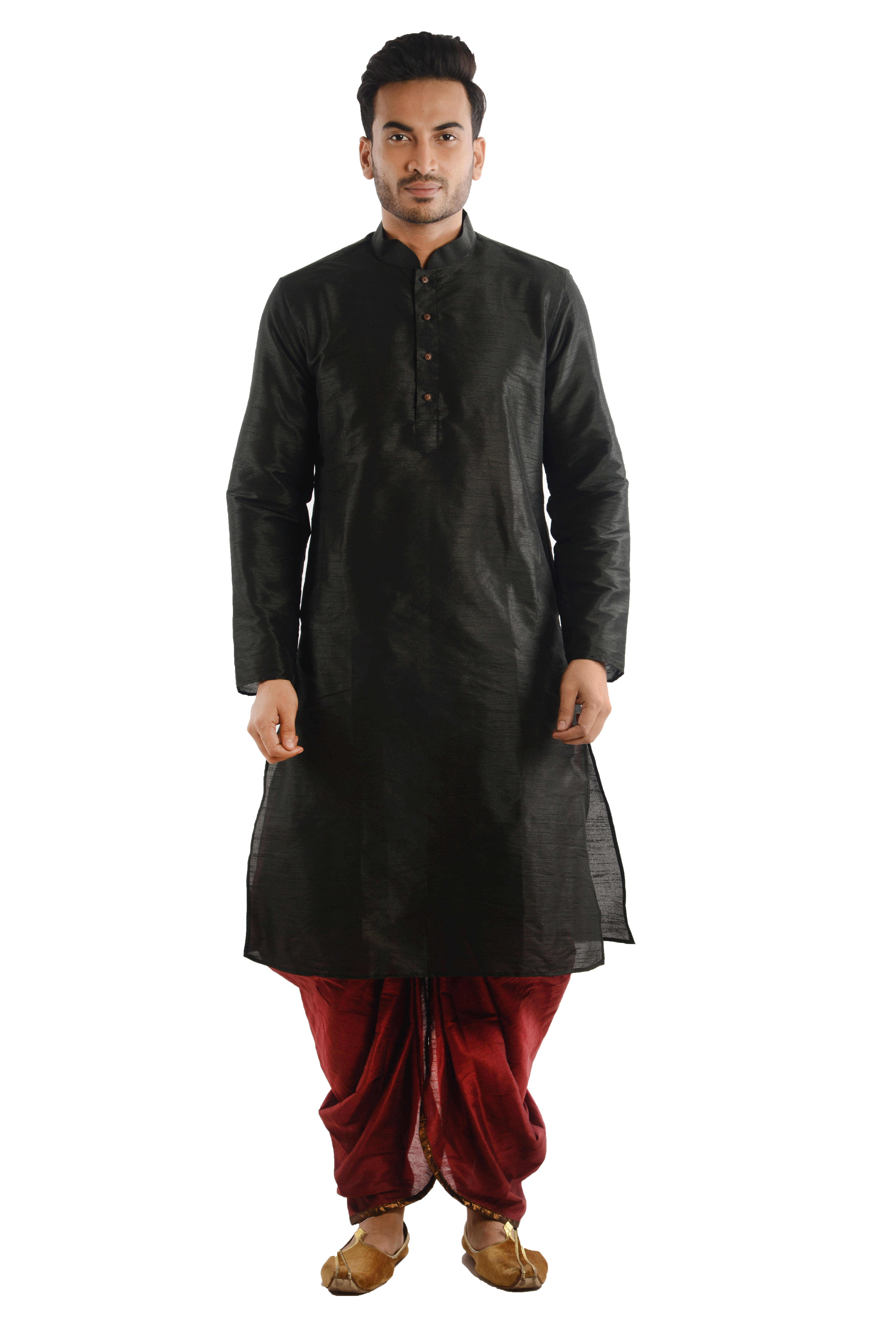 Deyann black Silk Blend Dhoti Kurta Set Deyann black Silk Blend Dhoti Kurta Set