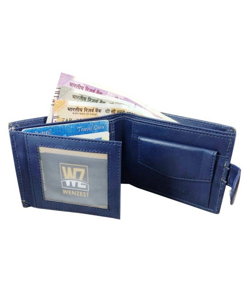     			WENZEST PU Blue Formal Regular Wallet