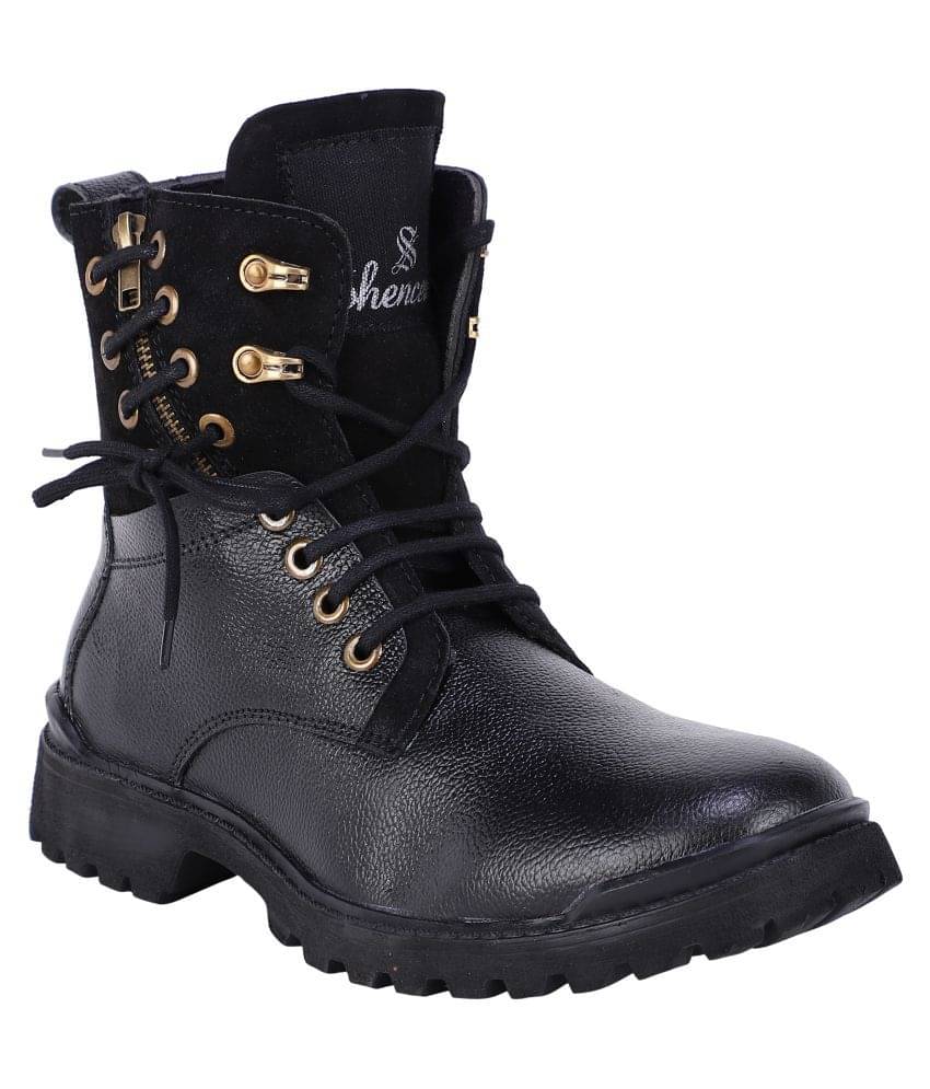 SHENCES Black Casual Boot SHENCES Black Casual Boot