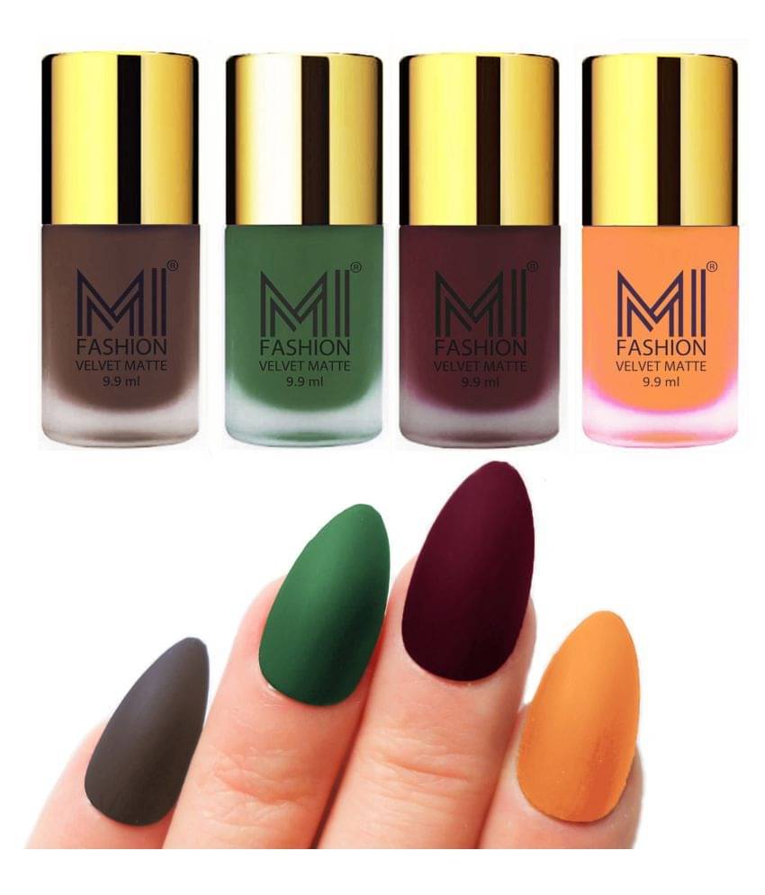 MI FASHION Unique Matte Nail Paint Set Saffron Nail Polish Green,Red Wine, Coffee Matte Pack of 4 40 mL MI FASHION Unique Matte Nail Paint Set Saffron Nail Polish Green,Red Wine, Coffee Matte Pack of 4 40 mL