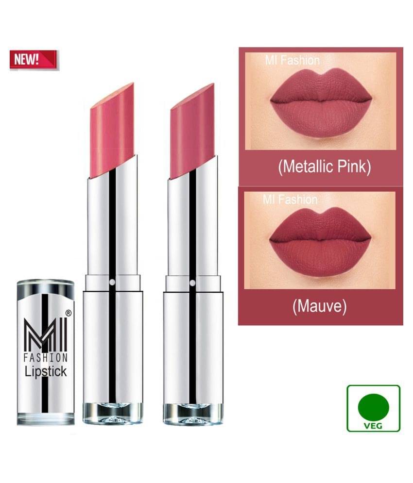 MI FASHION 100% Veg Soft Matte Long Stay Lipstick Combo Pink,Mauve Multi Pack of 2 7 g MI FASHION 100% Veg Soft Matte Long Stay Lipstick Combo Pink,Mauve Multi Pack of 2 7 g