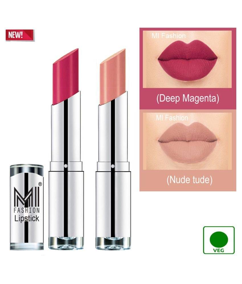 MI FASHION 100% Veg Soft Matte Long Stay Lipstick Combo Pink,Nude Multi Pack of 2 7 g MI FASHION 100% Veg Soft Matte Long Stay Lipstick Combo Pink,Nude Multi Pack of 2 7 g