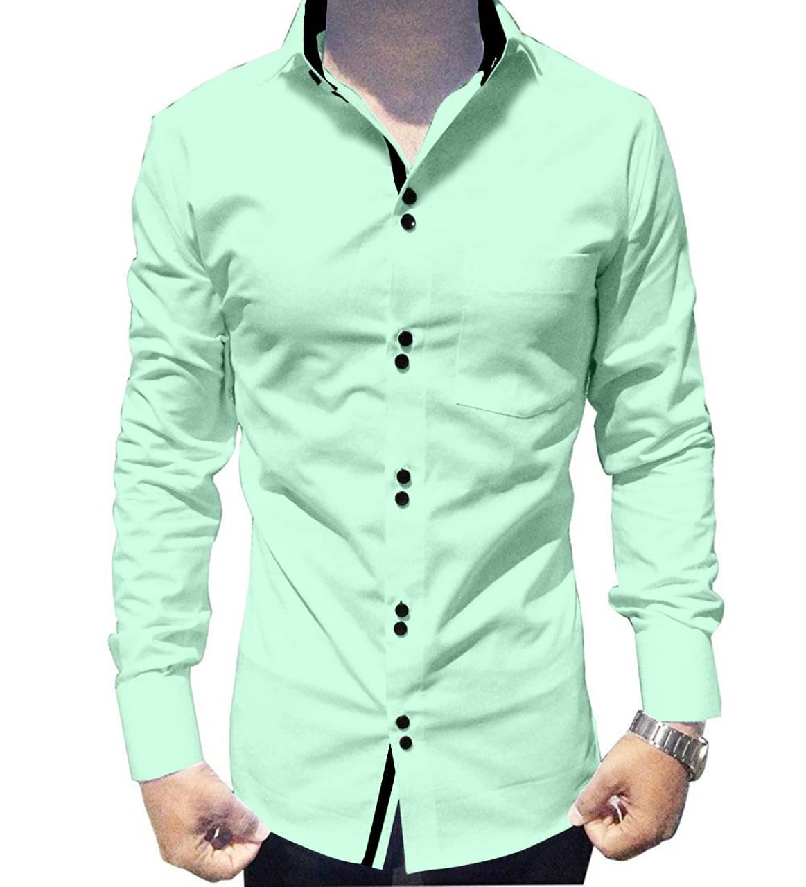 SUR-T 100 Percent Cotton Green Solids Shirt SUR-T 100 Percent Cotton Green Solids Shirt