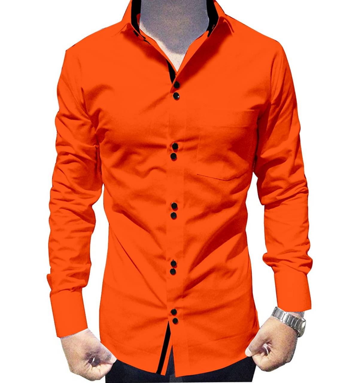 SUR-T 100 Percent Cotton Orange Solids Shirt     			SUR-T 100 Percent Cotton Orange Solids Shirt