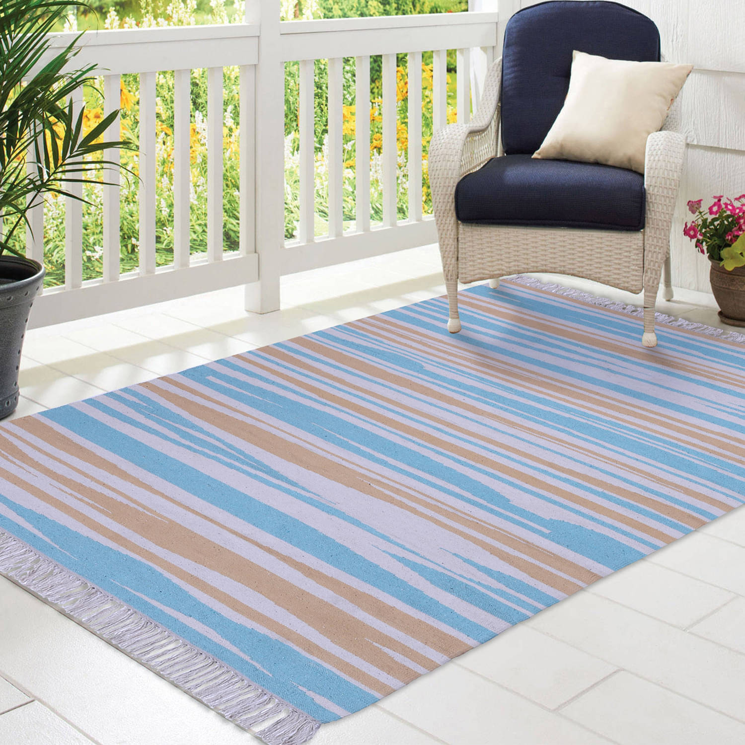     			PEQURA Multi Cotton Carpet Stripes 5x7 Ft