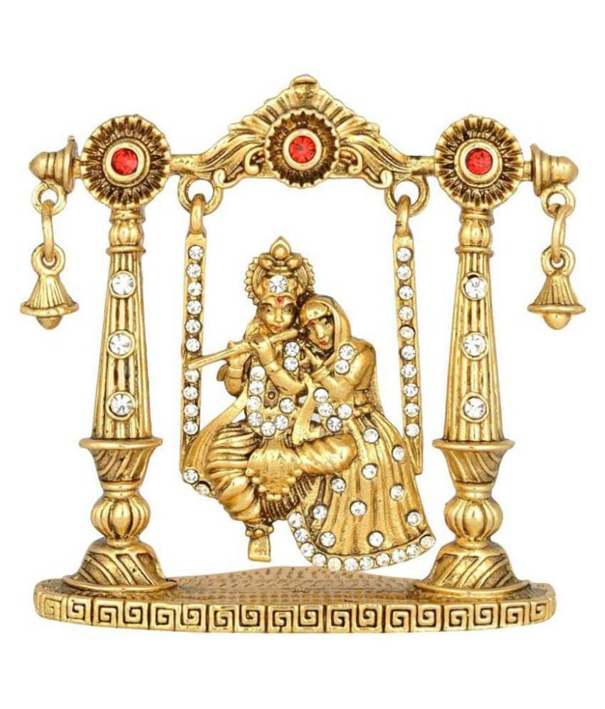 NITIN COLLECTION Radha Krishna Idol on Jhula (B-99) Gold Metal Statue NITIN COLLECTION Radha Krishna Idol on Jhula (B-99) Gold Metal Statue