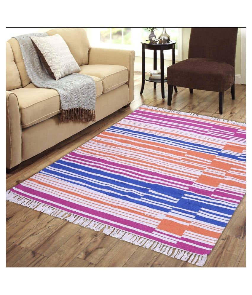 PEQURA Multi Cotton Carpet Stripes 5x7 Ft