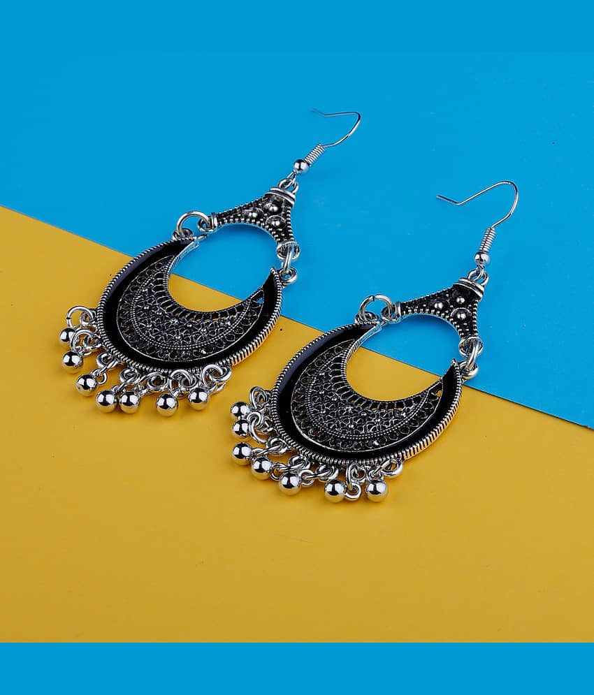 Silver Shine Stunning Black Fish Hook Earrings for Women - Earrings | Buy online on ZillyBuy
