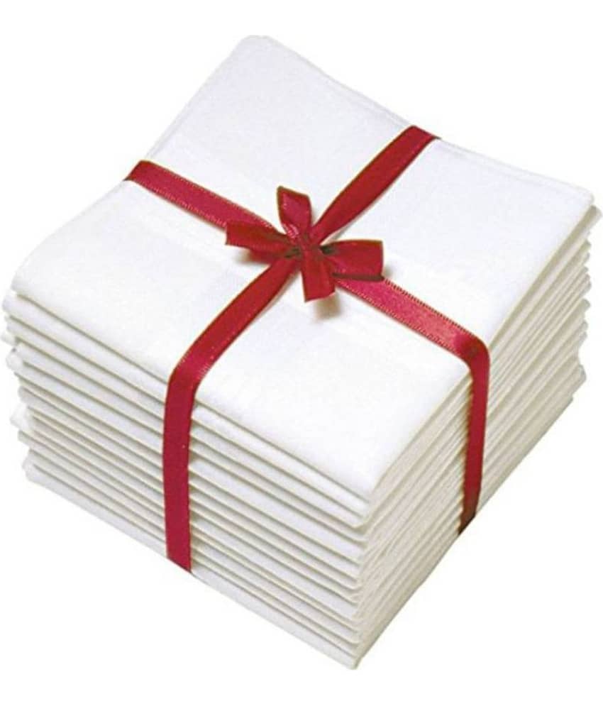 100% Cotton White Handkerchief For Men Set of 12 PCs_size: 44 cm×44 cm - Jewellery Sets | Buy online on ZillyBuy