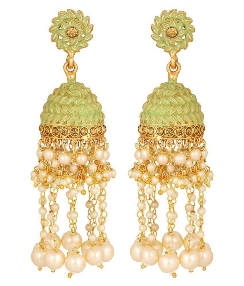     			Asmitta Royal Wedding Wear Enamel Gold Plated Lct Stone Dangle Earring For Women