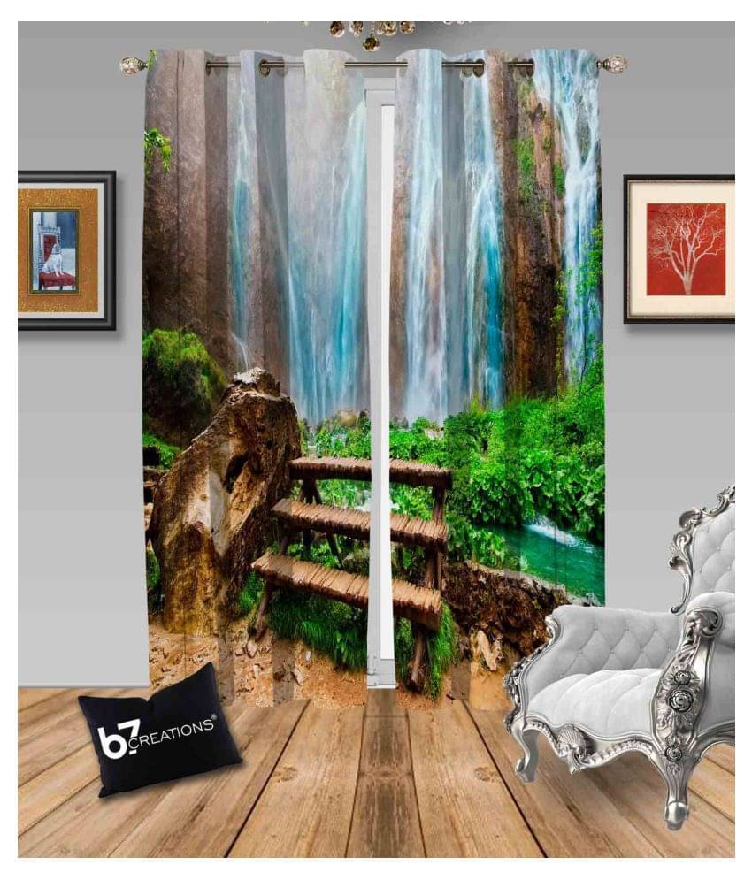 B7 CREATIONS Set of 2 Door Semi-Transparent Eyelet Polyester Curtains Multi Color B7 CREATIONS Set of 2 Door Semi-Transparent Eyelet Polyester Curtains Multi Color
