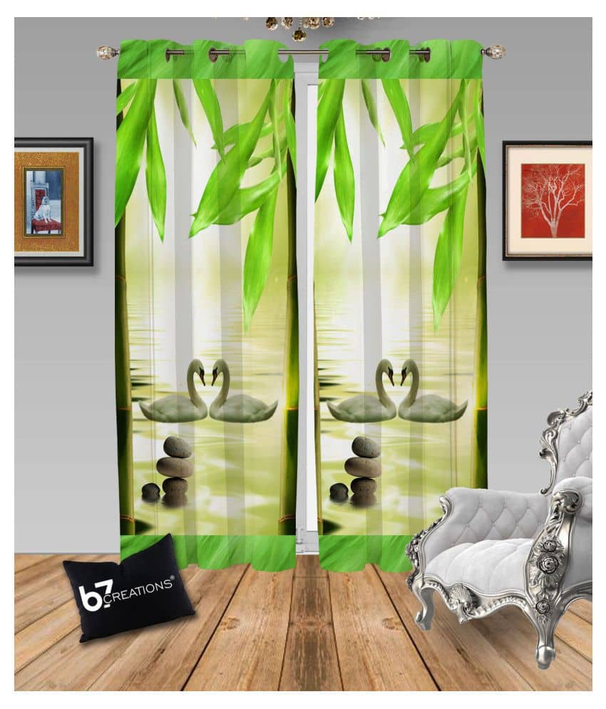 B7 CREATIONS Single Long Door Semi-Transparent Eyelet Polyester Curtains Multi Color