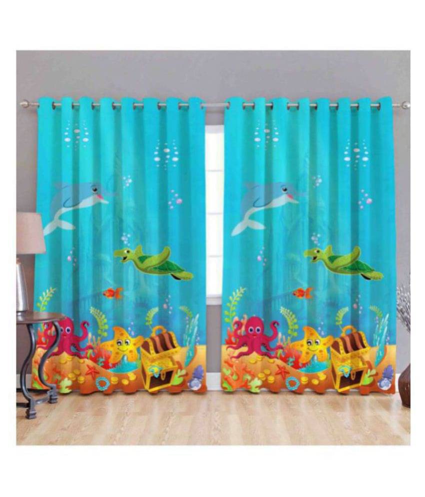     			B7 CREATIONS Single Window Semi-Transparent Eyelet Polyester Curtains Multi Color