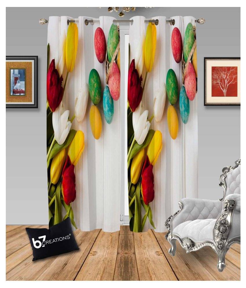     			B7 CREATIONS Single Window Semi-Transparent Eyelet Polyester Curtains (5 ft)