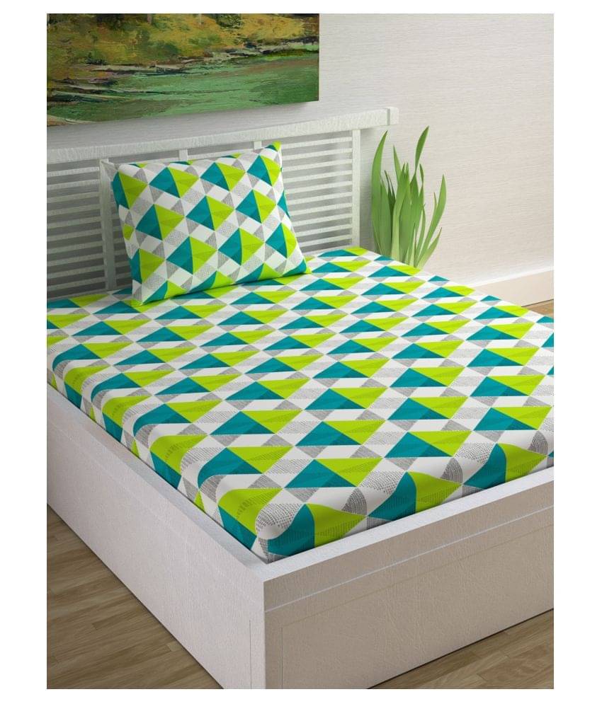     			DIVINE CASA Cotton Single Bedsheet ( Green )