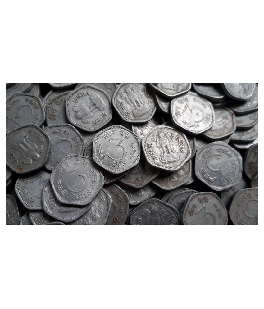 100 Coins LOT - 3 Paise Aluminium Mixed Years - India - Circulated Condition 100 Coins LOT - 3 Paise Aluminium Mixed Years - India - Circulated Condition
