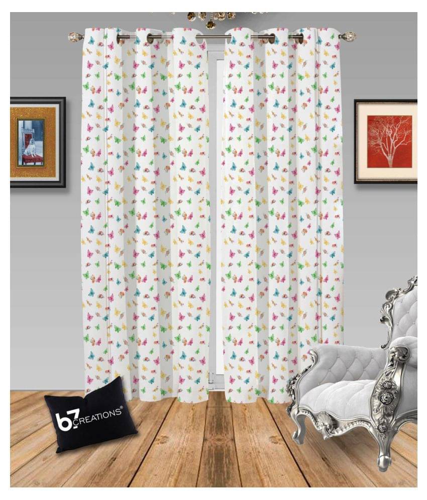 B7 CREATIONS Single Long Door Semi-Transparent Eyelet Polyester Curtains White B7 CREATIONS Single Long Door Semi-Transparent Eyelet Polyester Curtains White