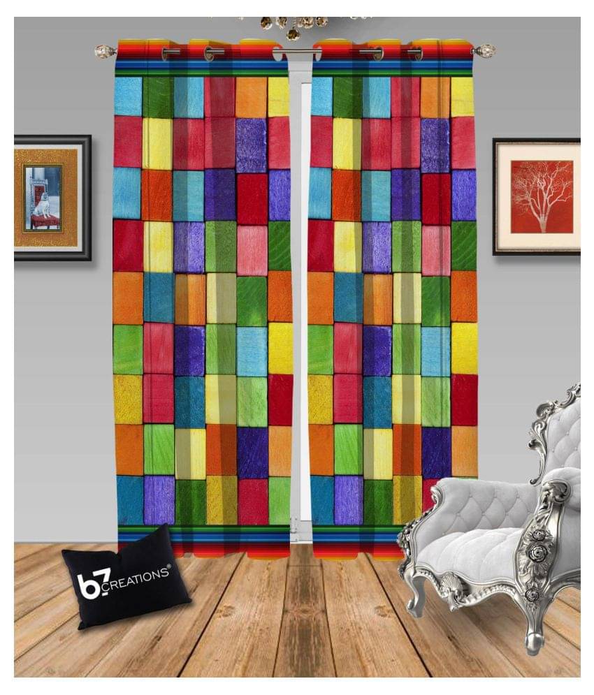 B7 CREATIONS Single Window Semi-Transparent Eyelet Polyester Curtains Multi Color B7 CREATIONS Single Window Semi-Transparent Eyelet Polyester Curtains Multi Color