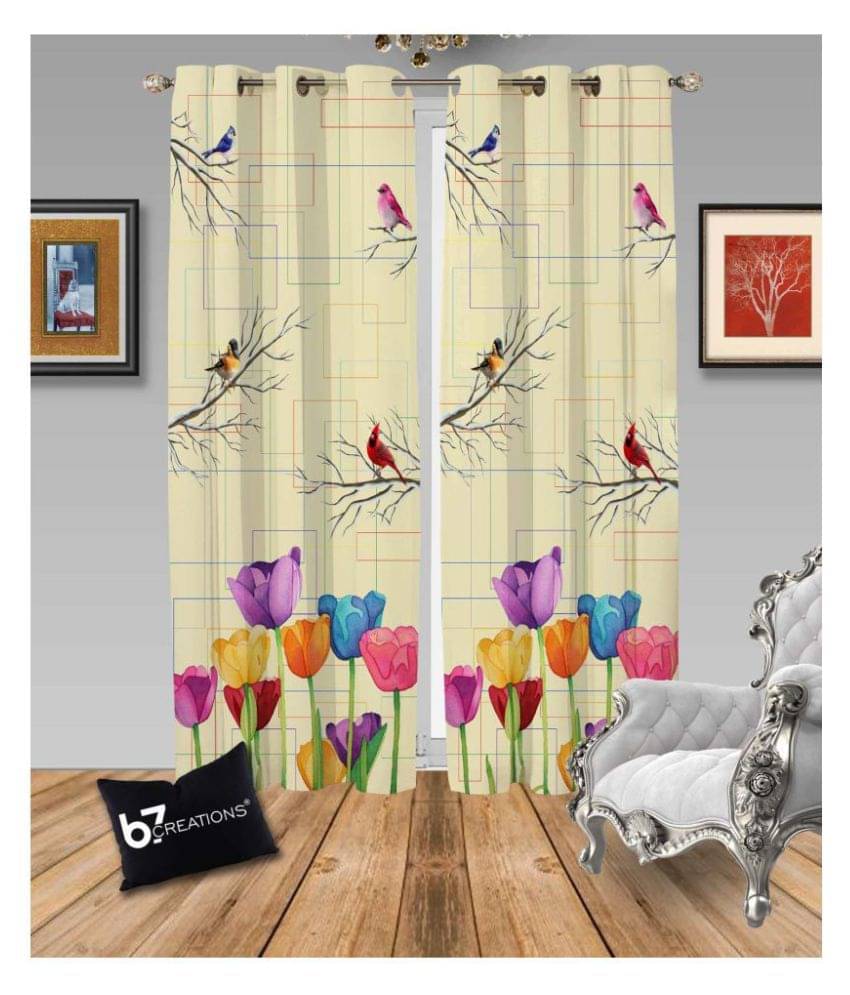 B7 CREATIONS Single Window Semi-Transparent Eyelet Polyester Curtains Multi Color B7 CREATIONS Single Window Semi-Transparent Eyelet Polyester Curtains Multi Color