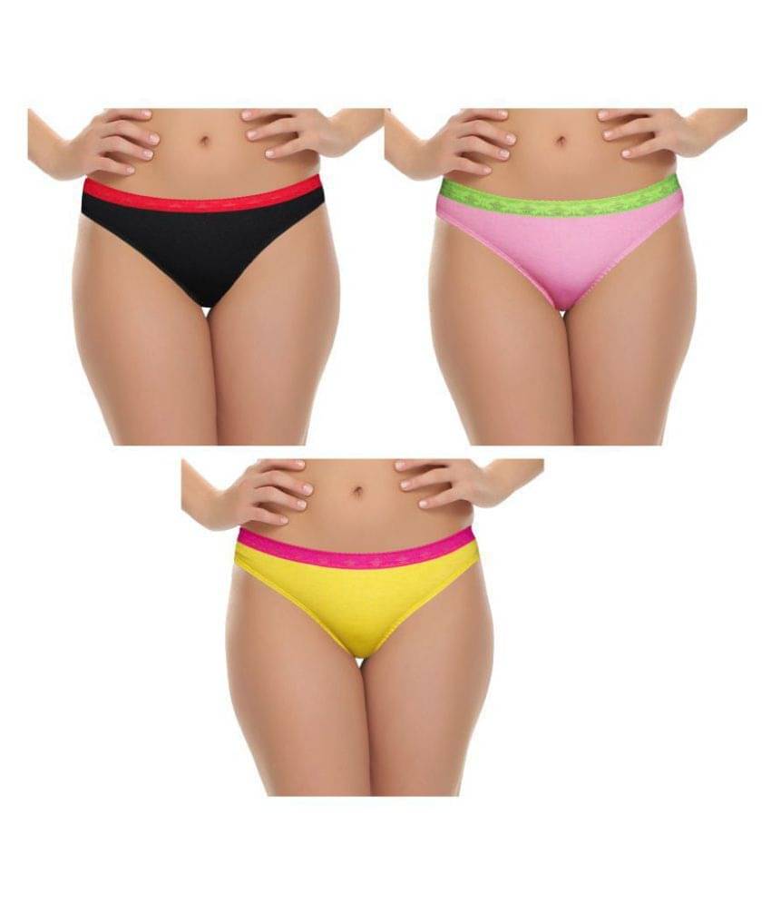 Selfcare Pack of 3 Cotton Women's Bikini Panties ( Multi Color ) Selfcare Pack of 3 Cotton Women's Bikini Panties ( Multi Color )