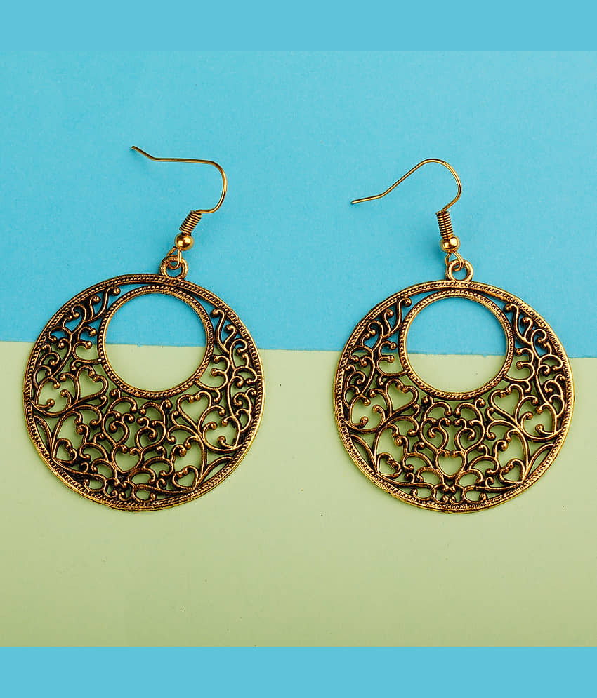 Silver Shine Golden Antique Hollow Design Earrings for Women - Earrings | Buy online on ZillyBuy