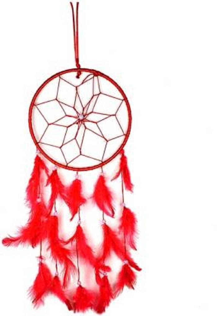 new lucky Feather Red Dream Catcher - Pack of 1 ( 20 X 3 cms ) new lucky Feather Red Dream Catcher - Pack of 1 ( 20 X 3 cms )