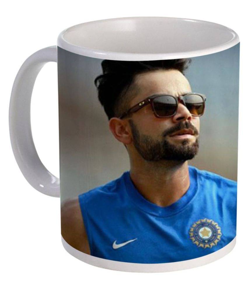     			COLOR YARD best indian cricketer Virat Kohli design on white Ceramic Coffee Mug 1 Pcs 325 mL