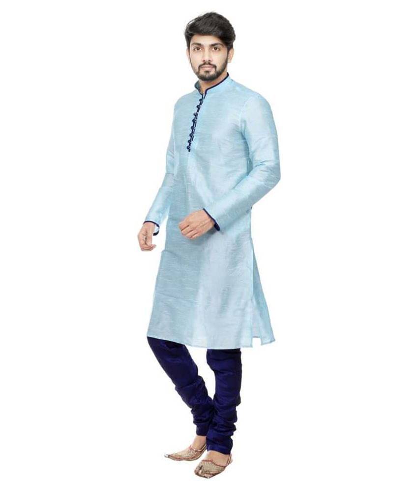 Over Crowd Sky Blue Silk Kurta Pyjama Set Over Crowd Sky Blue Silk Kurta Pyjama Set