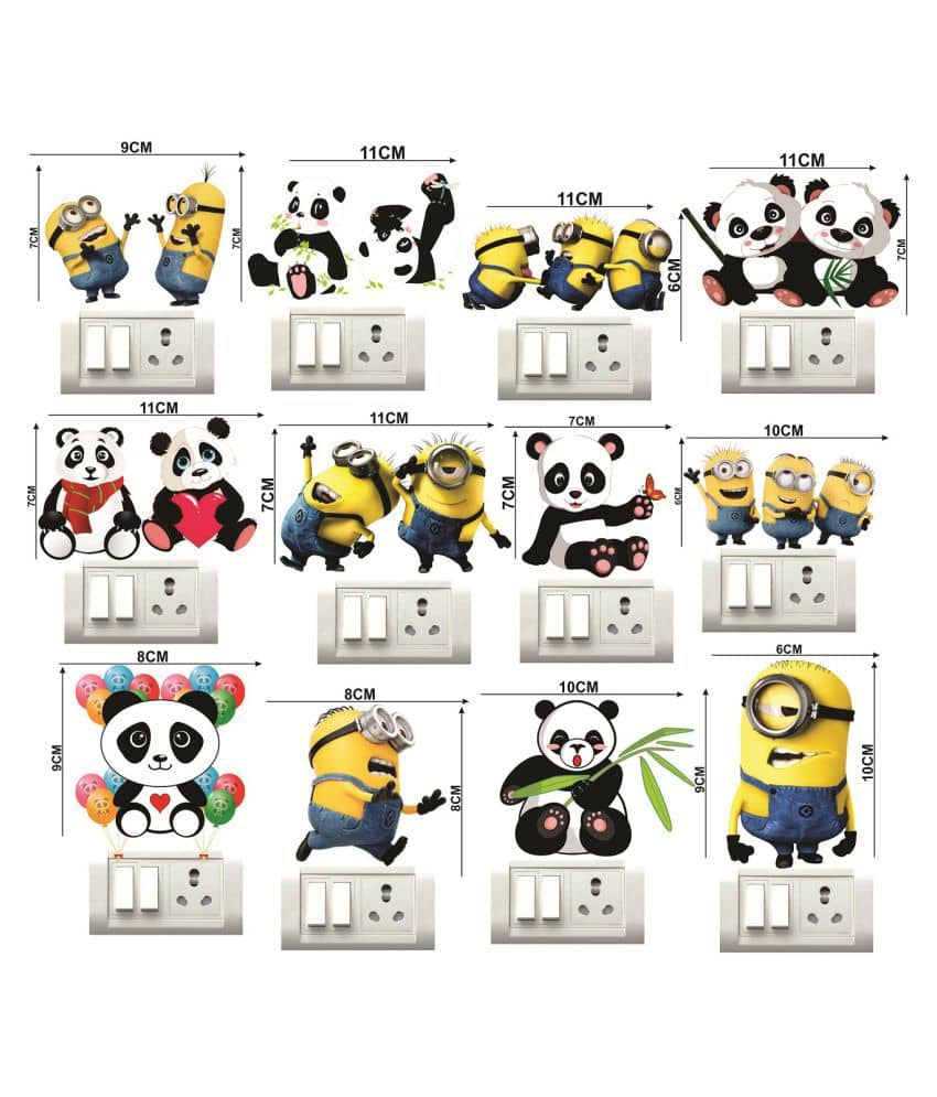 Decor Villa minions PANDA Cartoon Characters Sticker ( 30 x 33 cms )
