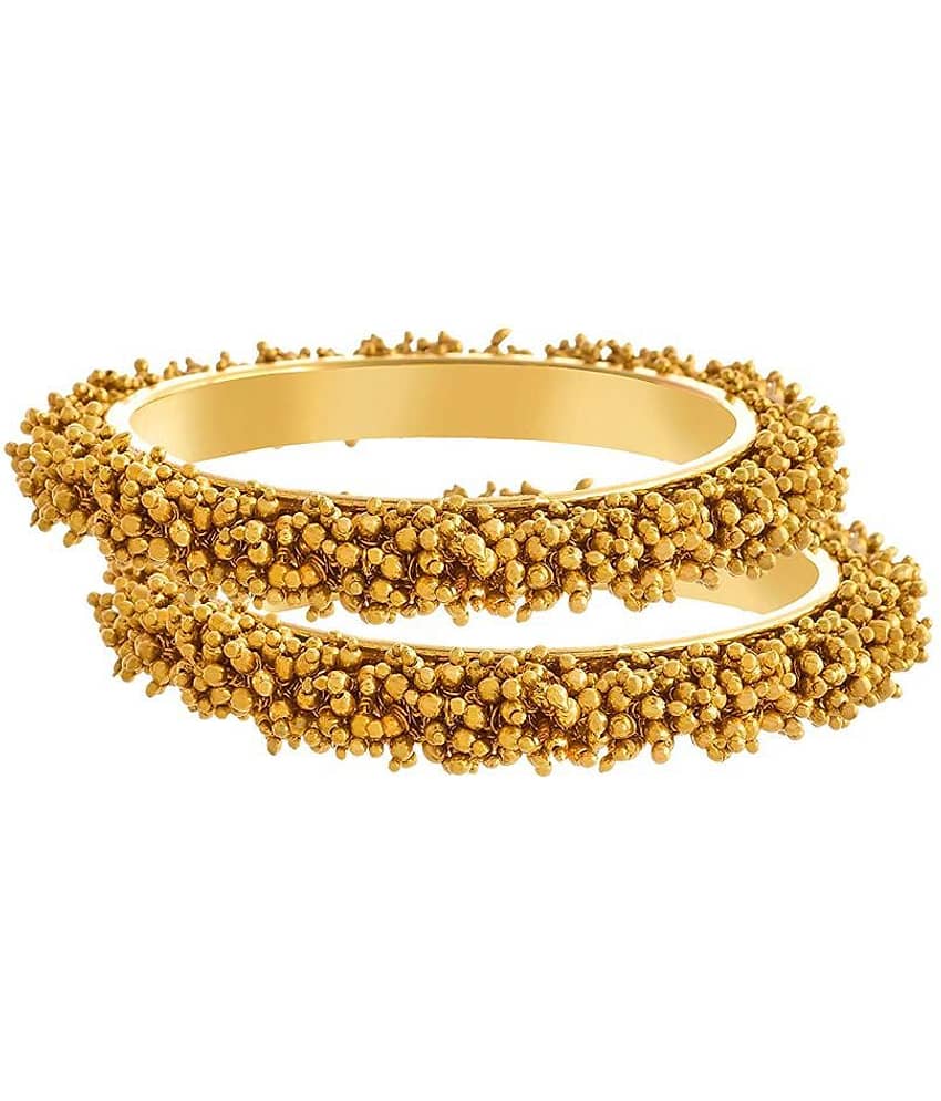 Gold Plated Pearl & Gold Beads Designer Thick & Heavy Traditional Ethnic Western Imported Kada Bangle Women & Girls. - Bangles & Bracelets | Buy online on ZillyBuy