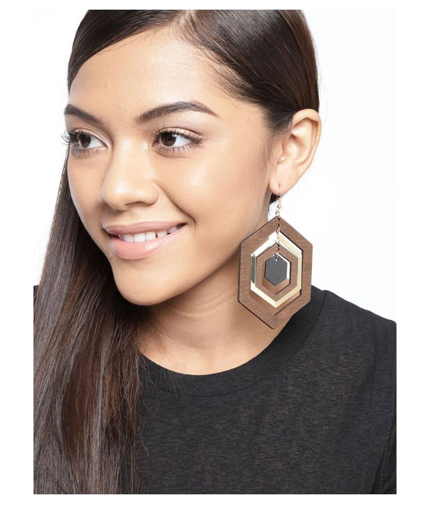 Prita Multilayer Wooden Earrings For Girls/Women - Earrings | Buy online on ZillyBuy