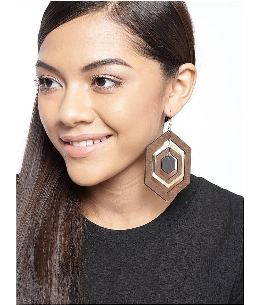 Prita Multilayer Wooden Earrings For Girls/Women - Earrings | Buy online on ZillyBuy