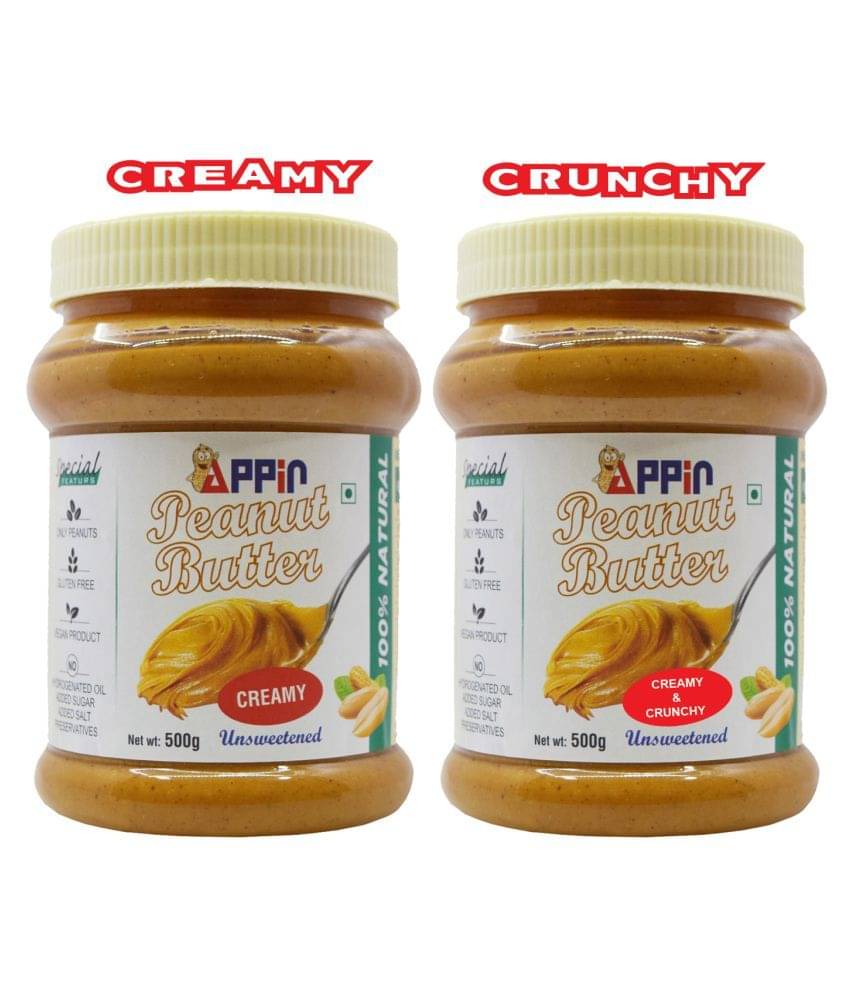 appin All natural crunchy Butter Creamy 500 gm Pack of 2 appin All natural crunchy Butter Creamy 500 gm Pack of 2