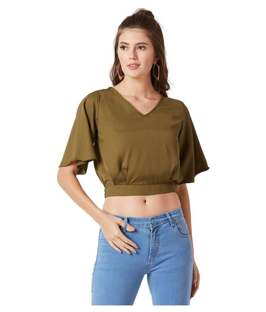     			Miss Chase Women's Crepe Crop Top ( Green )