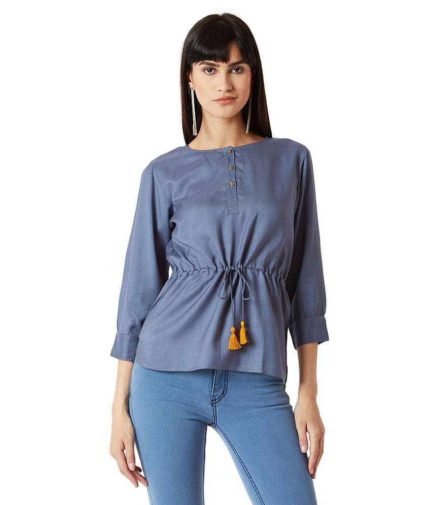     			Miss Chase Women's Rayon Drawstring Top ( Grey )