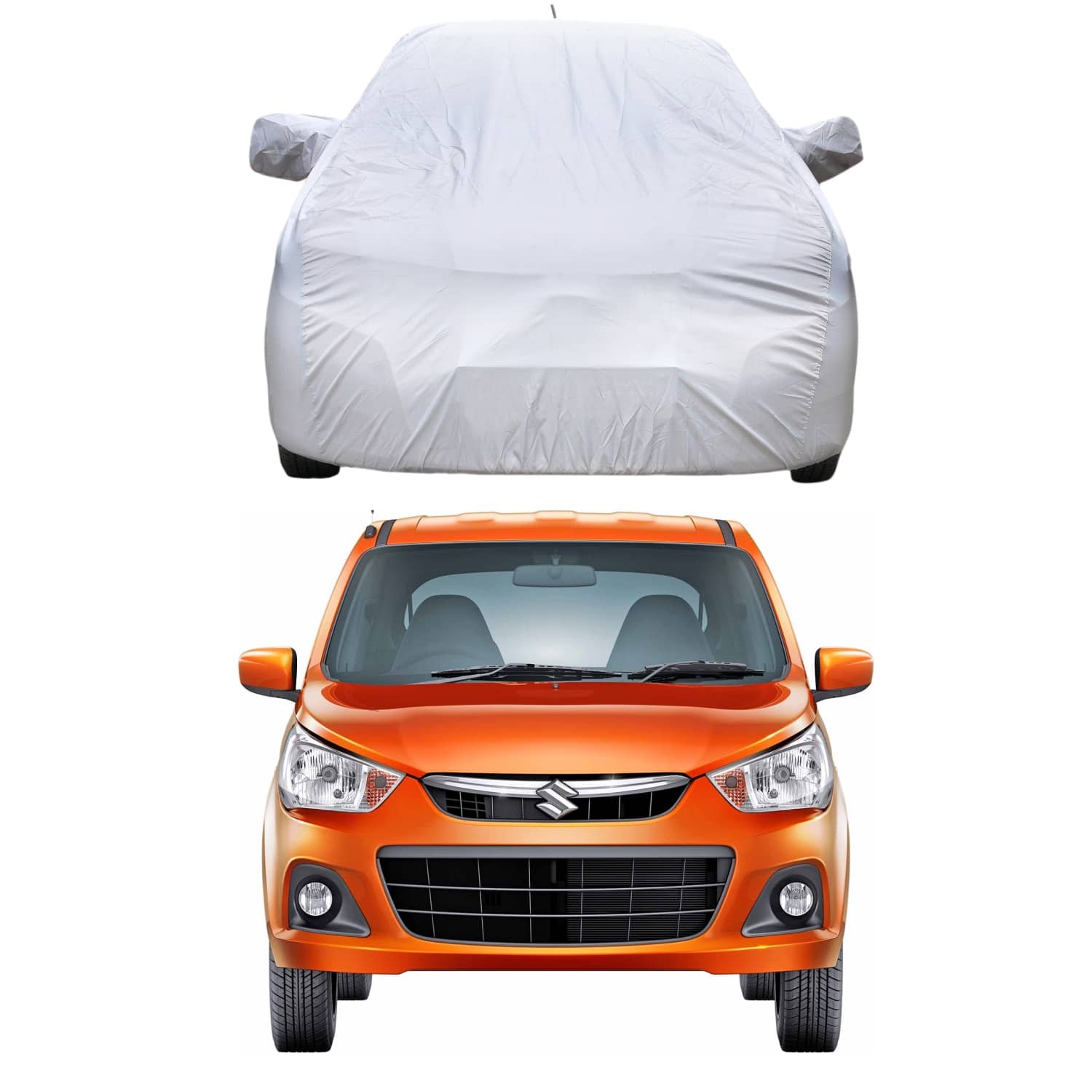 AutoRetail PREMIUM SILVER COLOR CAR COVER WITH MIRROR FOR-ALTO(all models)