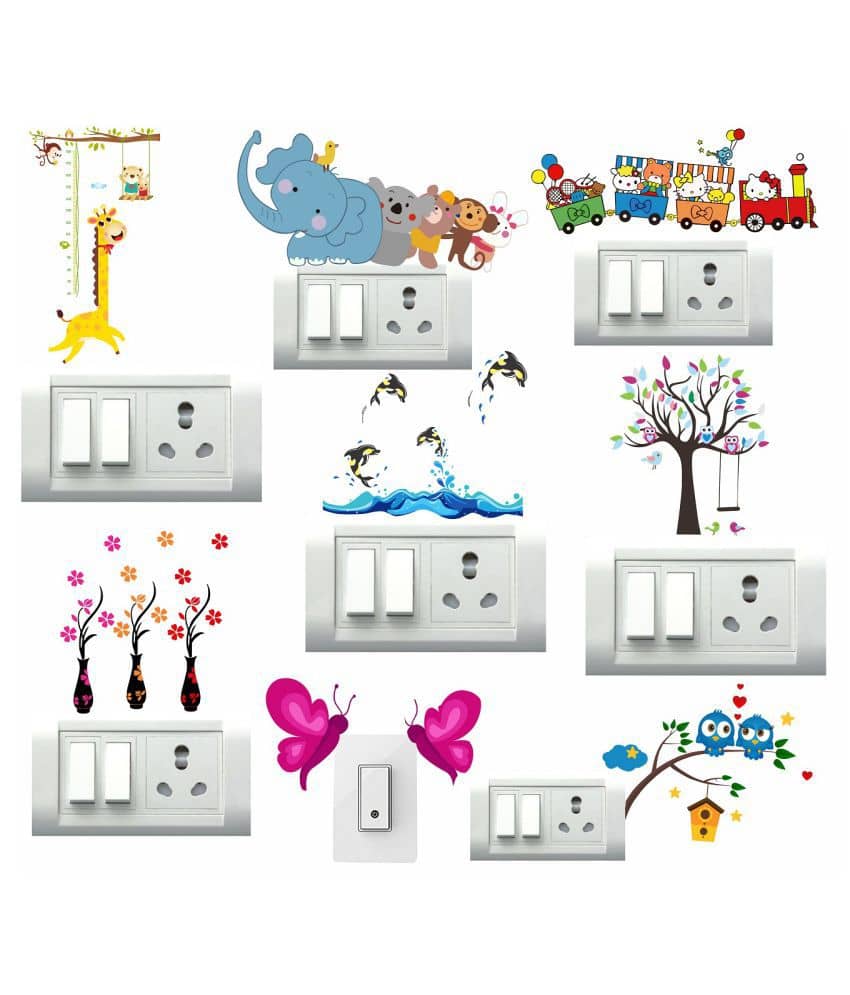 Decor Villa kids Train and Elephant Animals Sticker ( 25 x 33 cms )