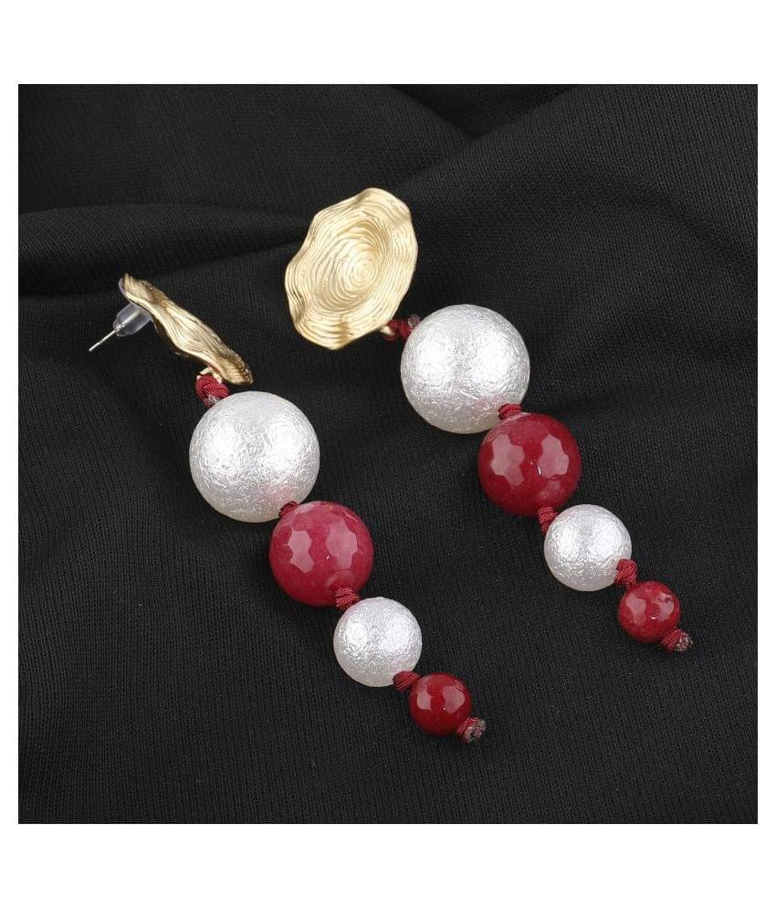     			Silver Shine Unique White and Red Colour Designer Party Wear Earring For Girls and Women Jewellery