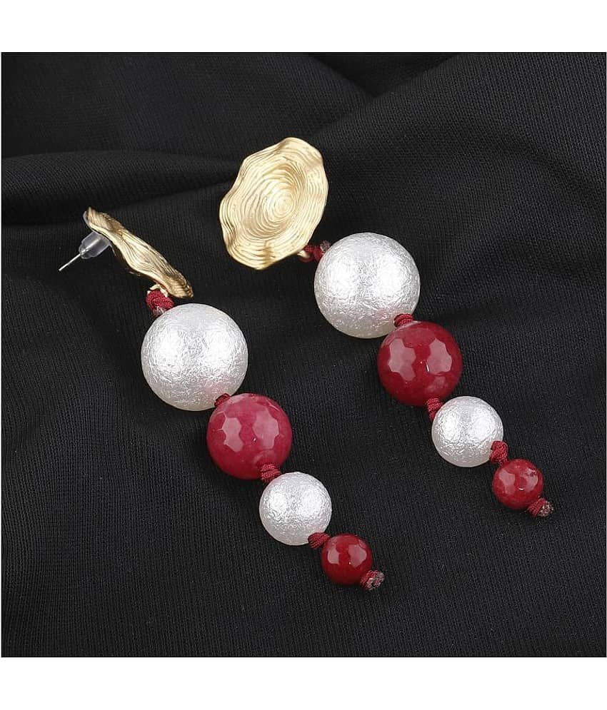 Silver Shine Unique White and Red Colour Designer Party Wear Earring For Girls and Women Jewellery - Earrings | Buy online on ZillyBuy