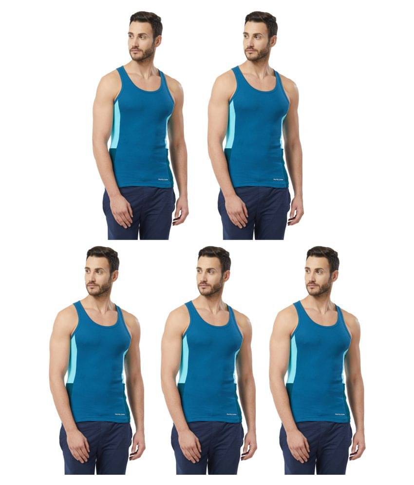 Fruit Of The Loom Blue Sleeveless Vests Pack of 5 Fruit Of The Loom Blue Sleeveless Vests Pack of 5
