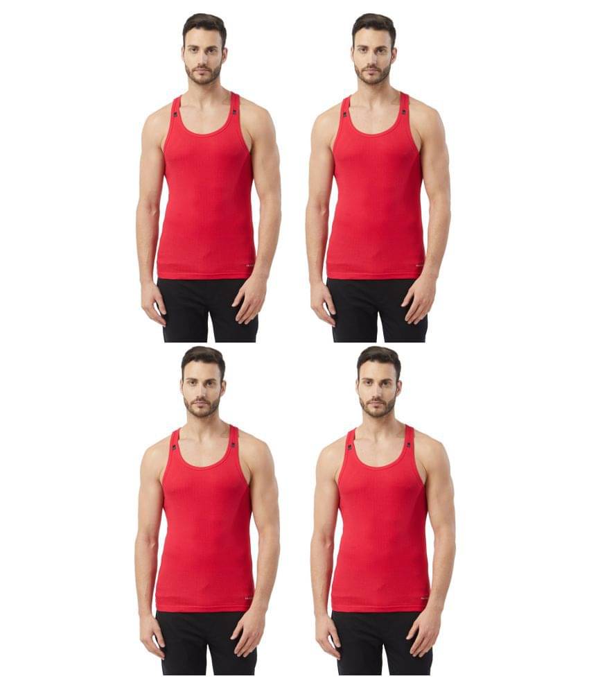 Fruit Of The Loom Red Sleeveless Vests Pack of 4 Fruit Of The Loom Red Sleeveless Vests Pack of 4