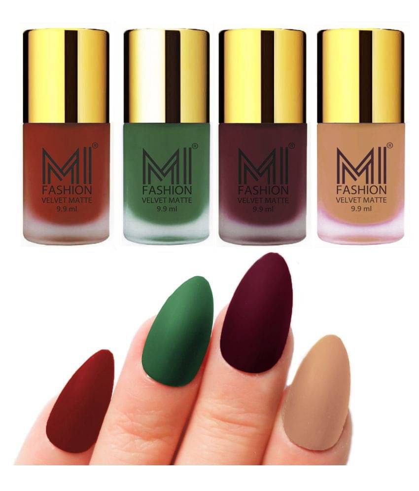 MI FASHION Matte Nail Paint Set Combo Green Nail Polish Red Wine,Nude Cherry Matte Pack of 4 40 mL MI FASHION Matte Nail Paint Set Combo Green Nail Polish Red Wine,Nude Cherry Matte Pack of 4 40 mL