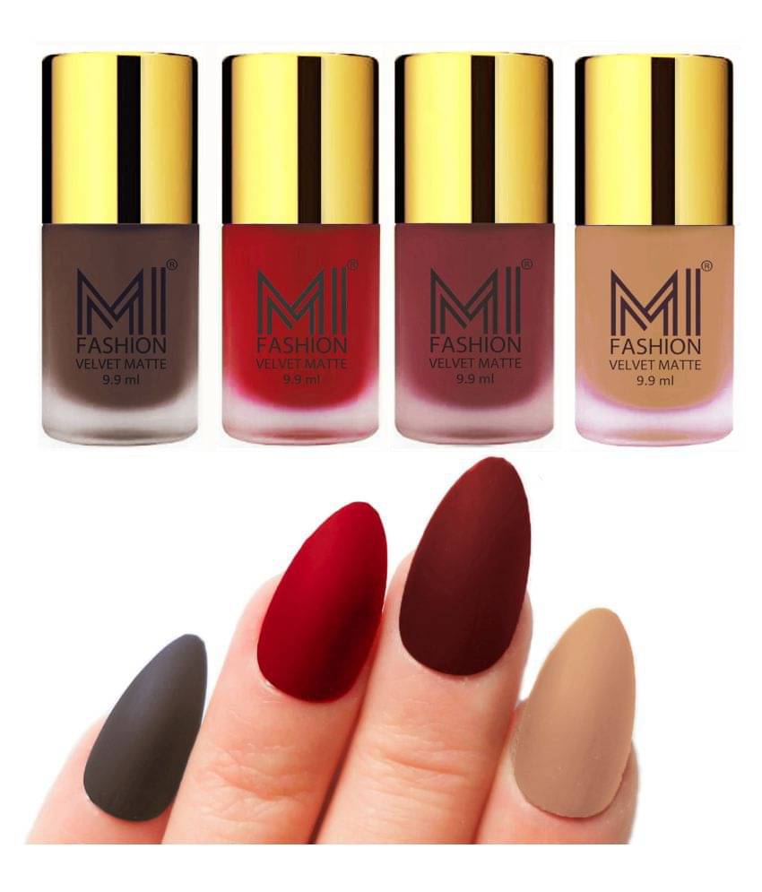 MI FASHION Matte Nail Paint Set Combo Red Nail Polish Coffee,Nude Maroon Matte Pack of 4 40 mL MI FASHION Matte Nail Paint Set Combo Red Nail Polish Coffee,Nude Maroon Matte Pack of 4 40 mL