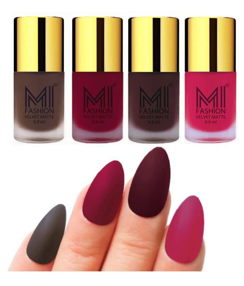 MI FASHION Matte Nail Paint Set Combo Mauve Nail Polish Wine,Coffee Pink Matte Pack of 4 40 mL