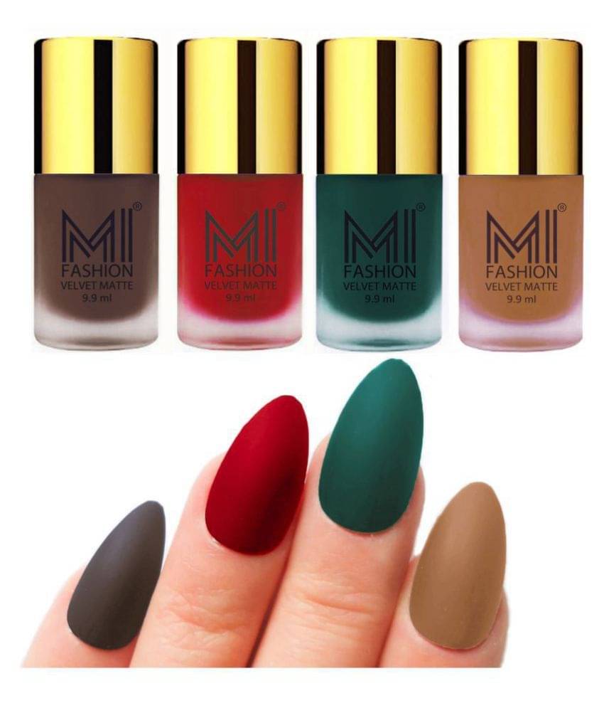MI FASHION Matte Nail Paint Set Combo Coffee Nail Polish Dark Green,Nude Red Matte Pack of 4 40 mL MI FASHION Matte Nail Paint Set Combo Coffee Nail Polish Dark Green,Nude Red Matte Pack of 4 40 mL