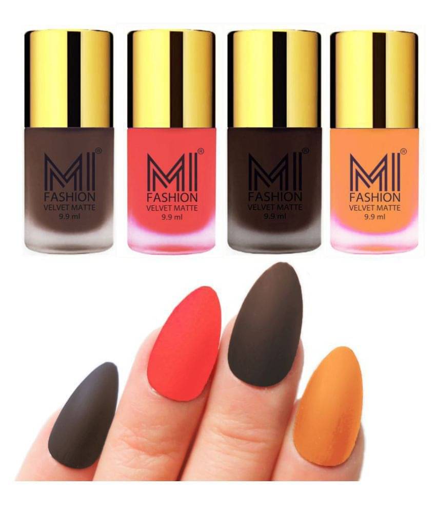 MI FASHION Matte Nail Paint Set Combo Coffee Nail Polish Dark Brown,Saffron Orange Matte Pack of 4 40 mL MI FASHION Matte Nail Paint Set Combo Coffee Nail Polish Dark Brown,Saffron Orange Matte Pack of 4 40 mL