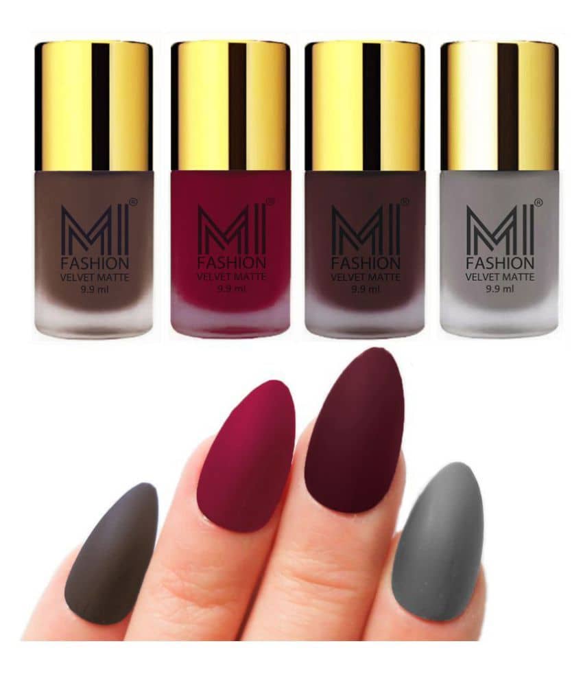 MI FASHION Matte Nail Paint Set Combo Mauve Nail Polish Wine,Coffee Pink Matte Pack of 4 40 mL