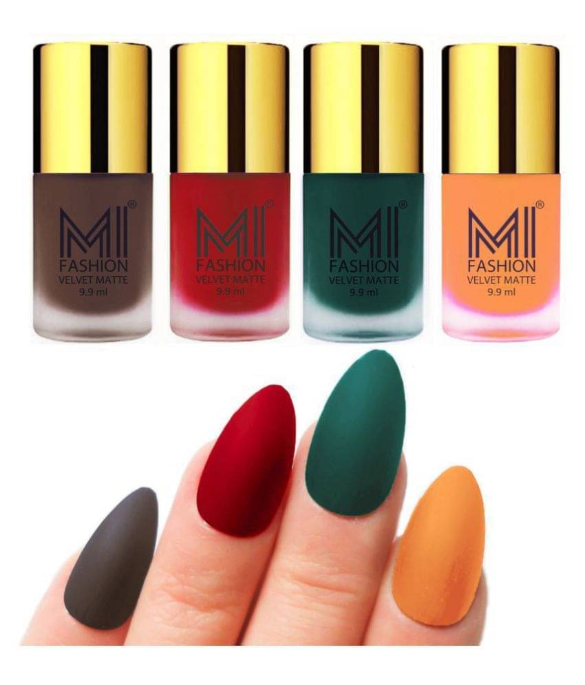 MI FASHION Matte Nail Paint Set Combo Coffee Nail Polish Dark Green,Saffron Red Matte Pack of 4 40 mL MI FASHION Matte Nail Paint Set Combo Coffee Nail Polish Dark Green,Saffron Red Matte Pack of 4 40 mL