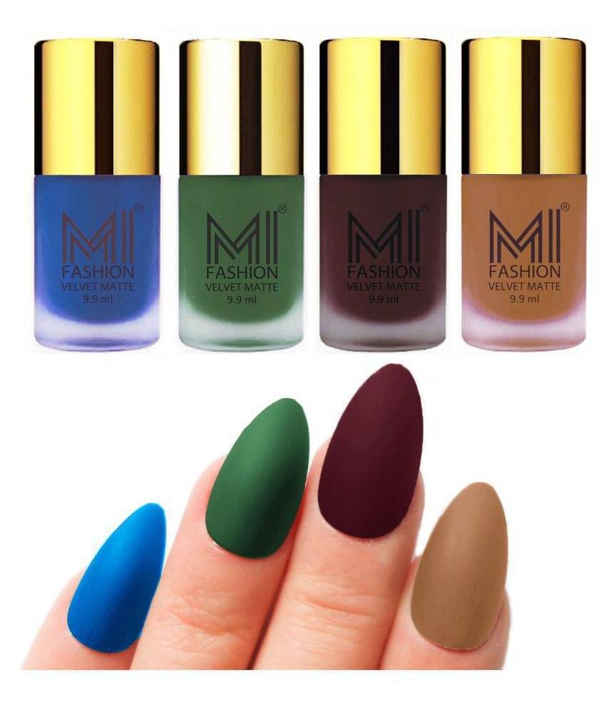 MI FASHION Matte Nail Paint Set Combo Green Nail Polish Wine,Navy Blue Nude Matte Pack of 4 40 mL MI FASHION Matte Nail Paint Set Combo Green Nail Polish Wine,Navy Blue Nude Matte Pack of 4 40 mL
