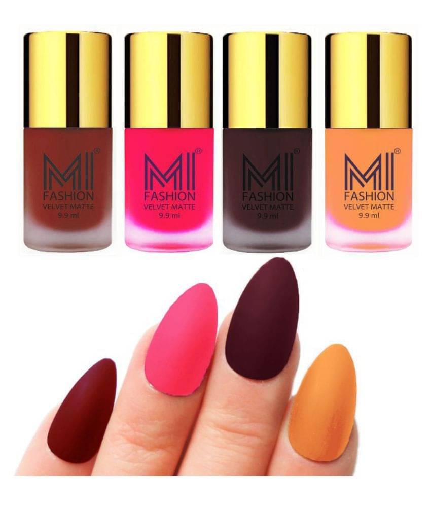 MI FASHION Matte Nail Paint Set Combo Pink Nail Polish Red,Saffron Wine Matte Pack of 4 40 mL MI FASHION Matte Nail Paint Set Combo Pink Nail Polish Red,Saffron Wine Matte Pack of 4 40 mL